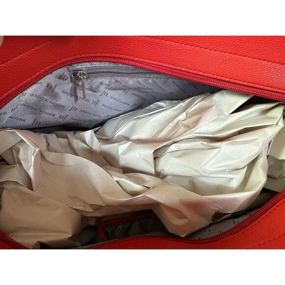NWT Jessica Moore JM Red Tote Bag w/ Dustbag STYLE JN-220-RD 12"x15"x5" - Picture 8 of 8